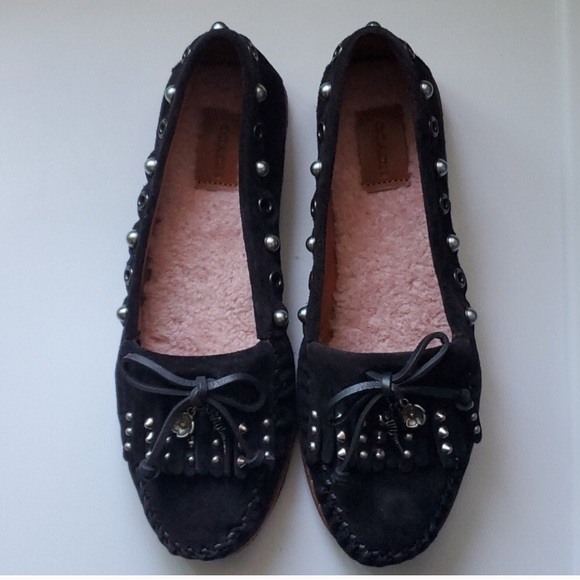 NWT Coach Black Suede Rexy Embellished Moccasin 7